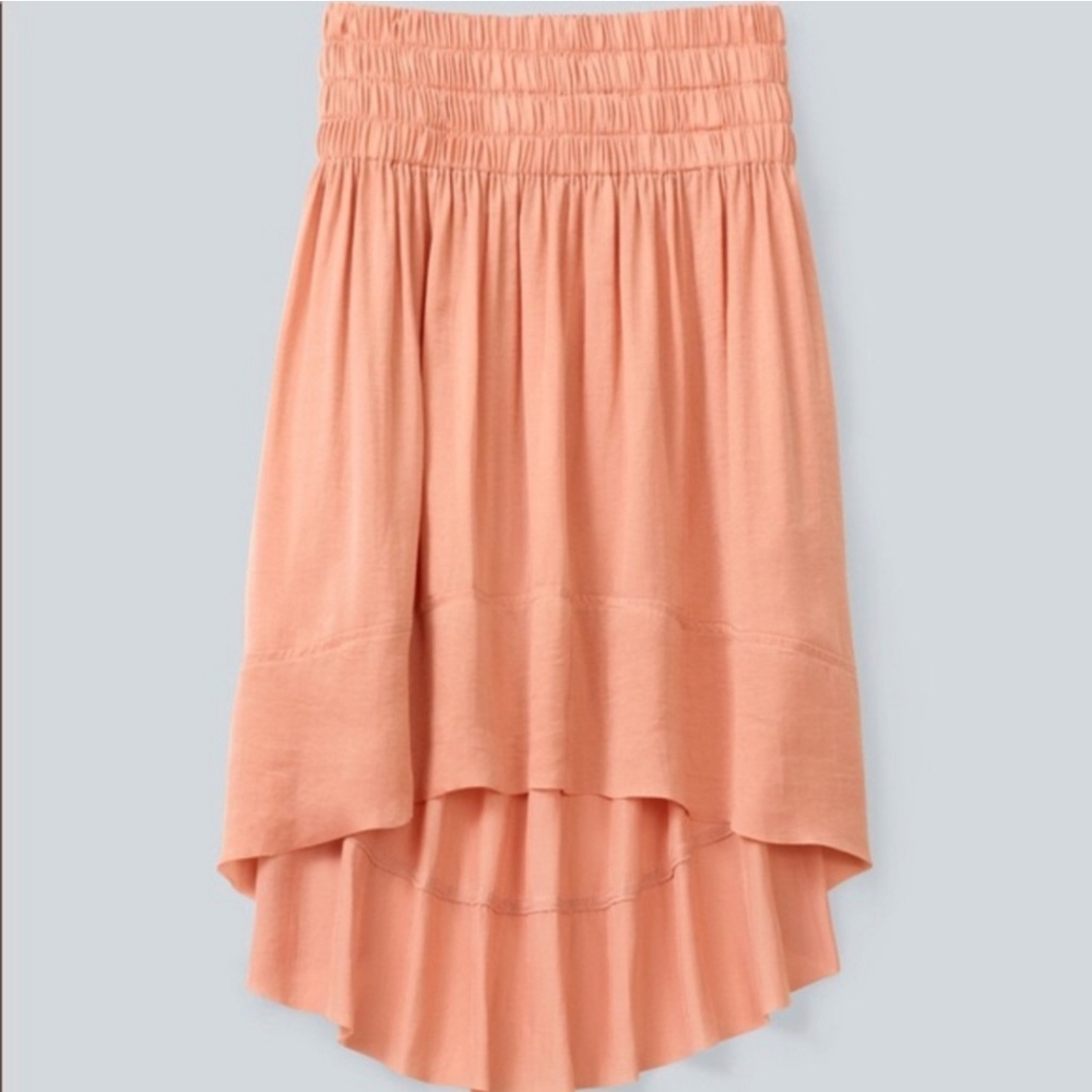 Aritzia Wilfred Silk High Low Skirt With High Elastic Waist